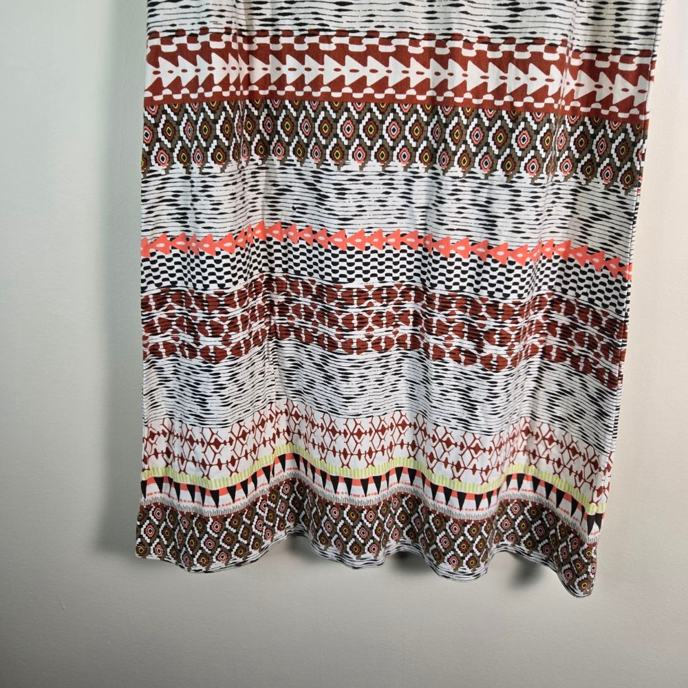 Women's Athleta White Brown Geometric Strapless Maxi Dress S - Picture 5 of 11